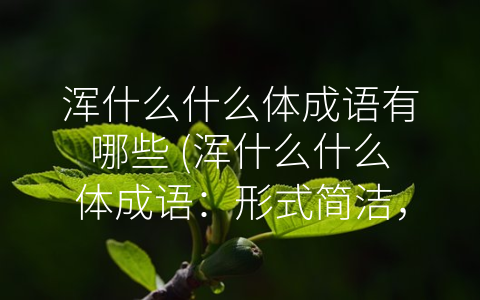 浑什么什么体成语有哪些 (浑什么什么体成语：形式简洁，意义深远)