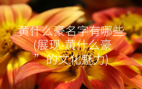 黄什么豪名字有哪些 (展现-黄什么豪”的文化魅力)