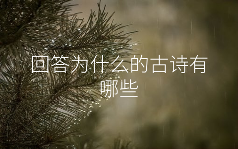 回答为什么的古诗有哪些