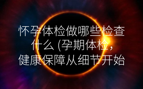 怀孕体检做哪些检查什么 (孕期体检，健康保障从细节开始)