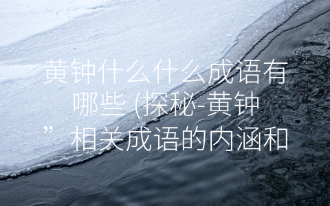 黄钟什么什么成语有哪些 (探秘-黄钟”相关成语的内涵和价值)