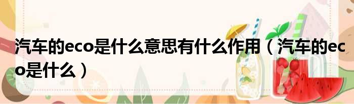 汽车的eco是什么意思有什么作用 汽车的eco是什么