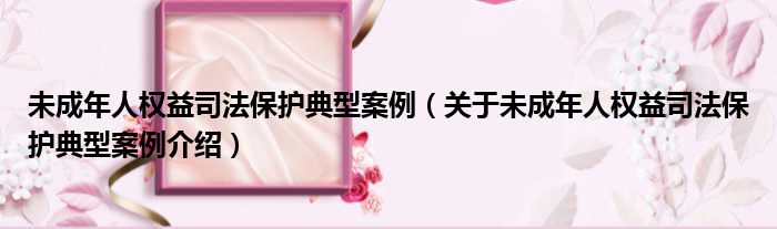 未成年人权益司法保护典型案例 关于未成年人权益司法保护典型案例介绍
