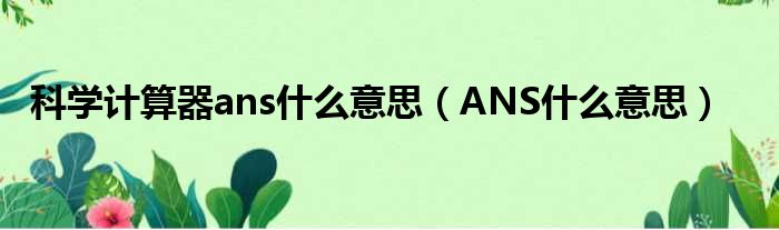 科学计算器ans什么意思 ANS什么意思