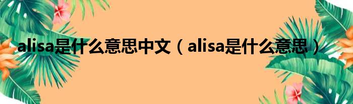 alisa是什么意思中文 alisa是什么意思