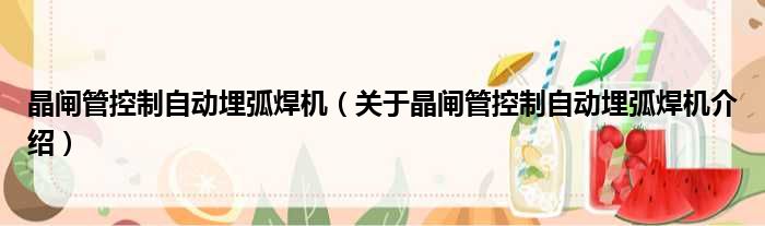 晶闸管控制自动埋弧焊机 关于晶闸管控制自动埋弧焊机介绍