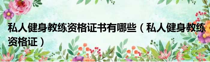 私人健身教练资格证书有哪些 私人健身教练资格证