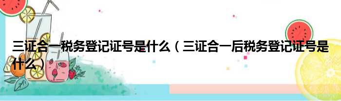 三证合一税务登记证号是什么 三证合一后税务登记证号是什么