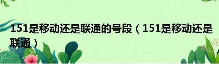 151是移动还是联通的号段 151是移动还是联通