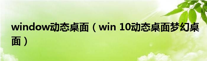 window动态桌面 win 10动态桌面梦幻桌面