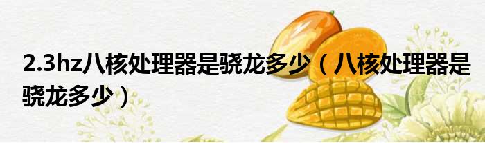 2.3hz八核处理器是骁龙多少 八核处理器是骁龙多少