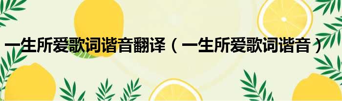 一生所爱歌词谐音翻译 一生所爱歌词谐音