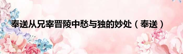 奉送从兄宰晋陵中愁与独的妙处 奉送