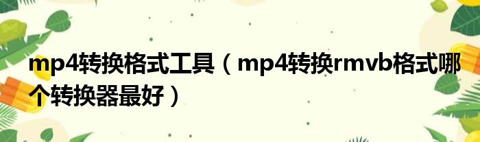 mp4转换格式工具 mp4转换rmvb格式哪个转换器最好