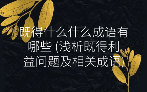 既得什么什么成语有哪些 (浅析既得利益问题及相关成语)