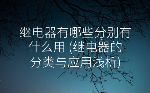 继电器有哪些分别有什么用 (继电器的分类与应用浅析)