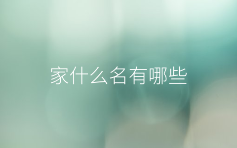 家什么名有哪些