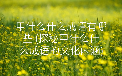 甲什么什么成语有哪些 (探秘甲什么什么成语的文化内涵)