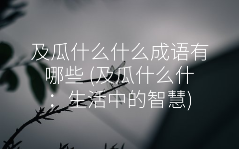 及瓜什么什么成语有哪些 (及瓜什么什：生活中的智慧)