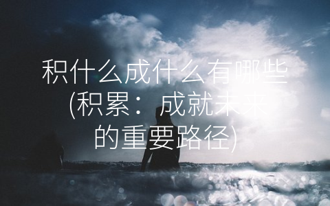 积什么成什么有哪些 (积累：成就未来的重要路径)