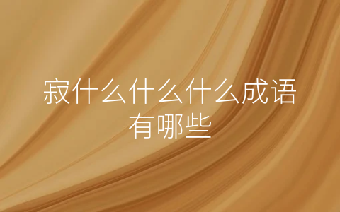 寂什么什么什么成语有哪些