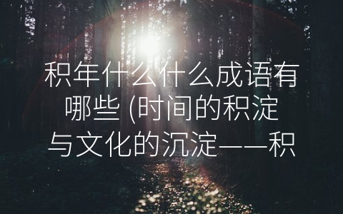 积年什么什么成语有哪些 (时间的积淀与文化的沉淀——积年相关的成语解析)