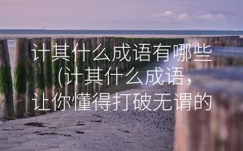 计其什么成语有哪些 (计其什么成语，让你懂得打破无谓的争吵)