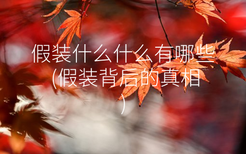 假装什么什么有哪些 (假装背后的真相)
