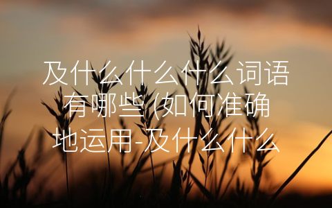 及什么什么什么词语有哪些 (如何准确地运用-及什么什么什么”这个短语？)