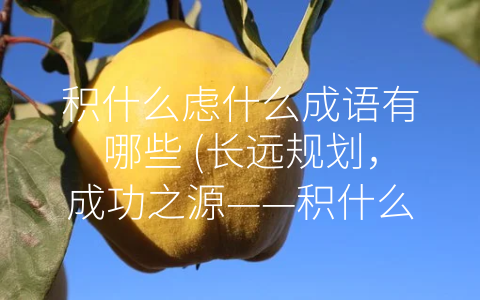 积什么虑什么成语有哪些 (长远规划，成功之源——积什么虑什么成语的内涵解析)