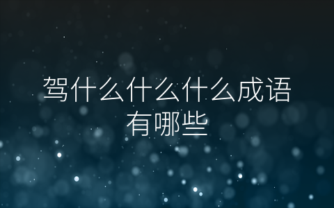 驾什么什么什么成语有哪些