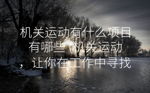 机关运动有什么项目有哪些 (机关运动，让你在工作中寻找健康和快乐)
