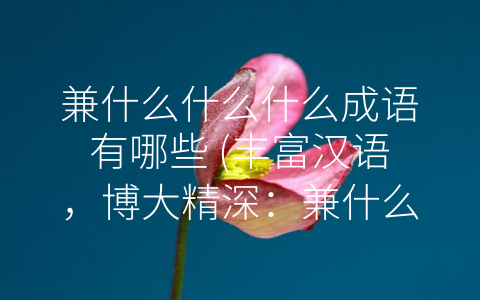 兼什么什么什么成语有哪些 (丰富汉语，博大精深：兼什么什么什么成语有哪些？)