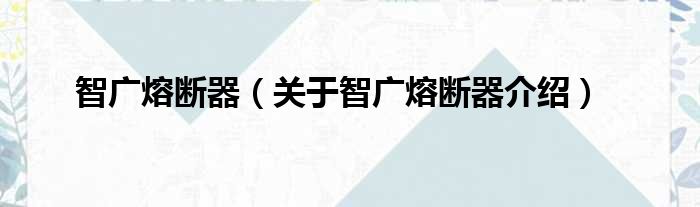 智广熔断器 关于智广熔断器介绍