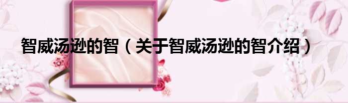 智威汤逊的智 关于智威汤逊的智介绍