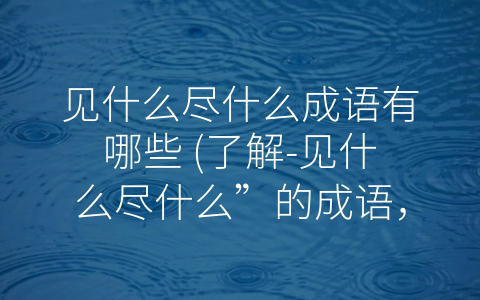 见什么尽什么成语有哪些 (了解-见什么尽什么”的成语，探索人类智慧的世界)