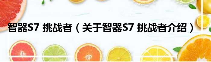 智器S7 挑战者 关于智器S7 挑战者介绍