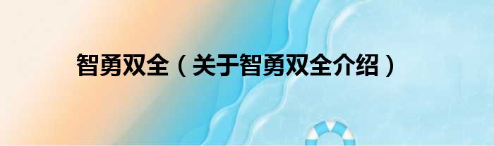 智勇双全 关于智勇双全介绍