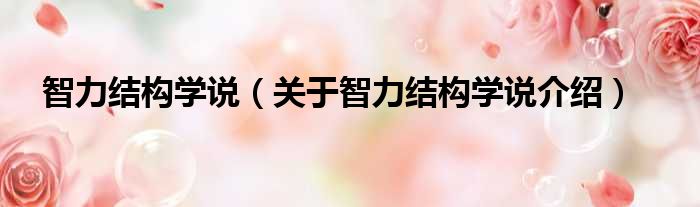 智力结构学说 关于智力结构学说介绍