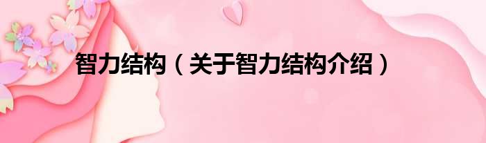 智力结构 关于智力结构介绍