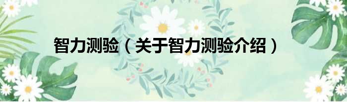 智力测验 关于智力测验介绍