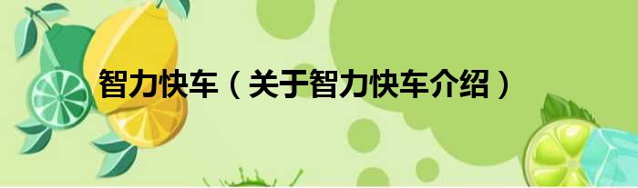 智力快车 关于智力快车介绍