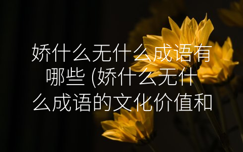 娇什么无什么成语有哪些 (娇什么无什么成语的文化价值和现实意义)