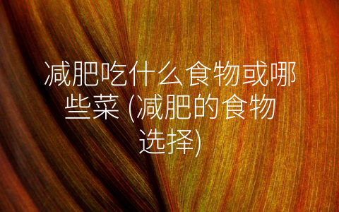 减肥吃什么食物或哪些菜 (减肥的食物选择)