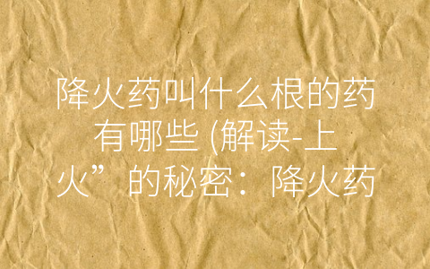 降火药叫什么根的药有哪些 (解读-上火”的秘密：降火药由这几种中药组成！)