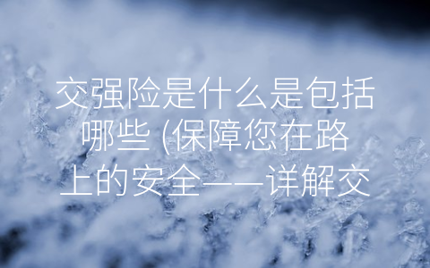 交强险是什么是包括哪些 (保障您在路上的安全——详解交强险的保障内容)