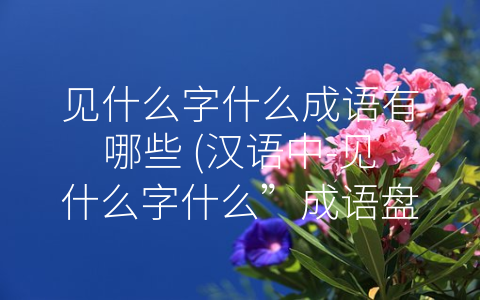 见什么字什么成语有哪些 (汉语中-见什么字什么”成语盘点)