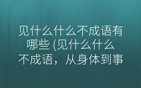 见什么什么不成语有哪些 (见什么什么不成语，从身体到事物，从行为到智慧)