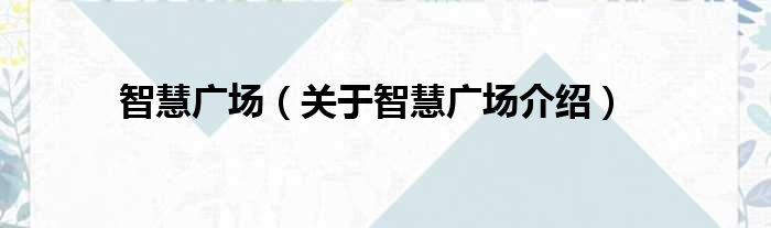智慧广场 关于智慧广场介绍