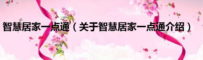 智慧居家一点通 关于智慧居家一点通介绍